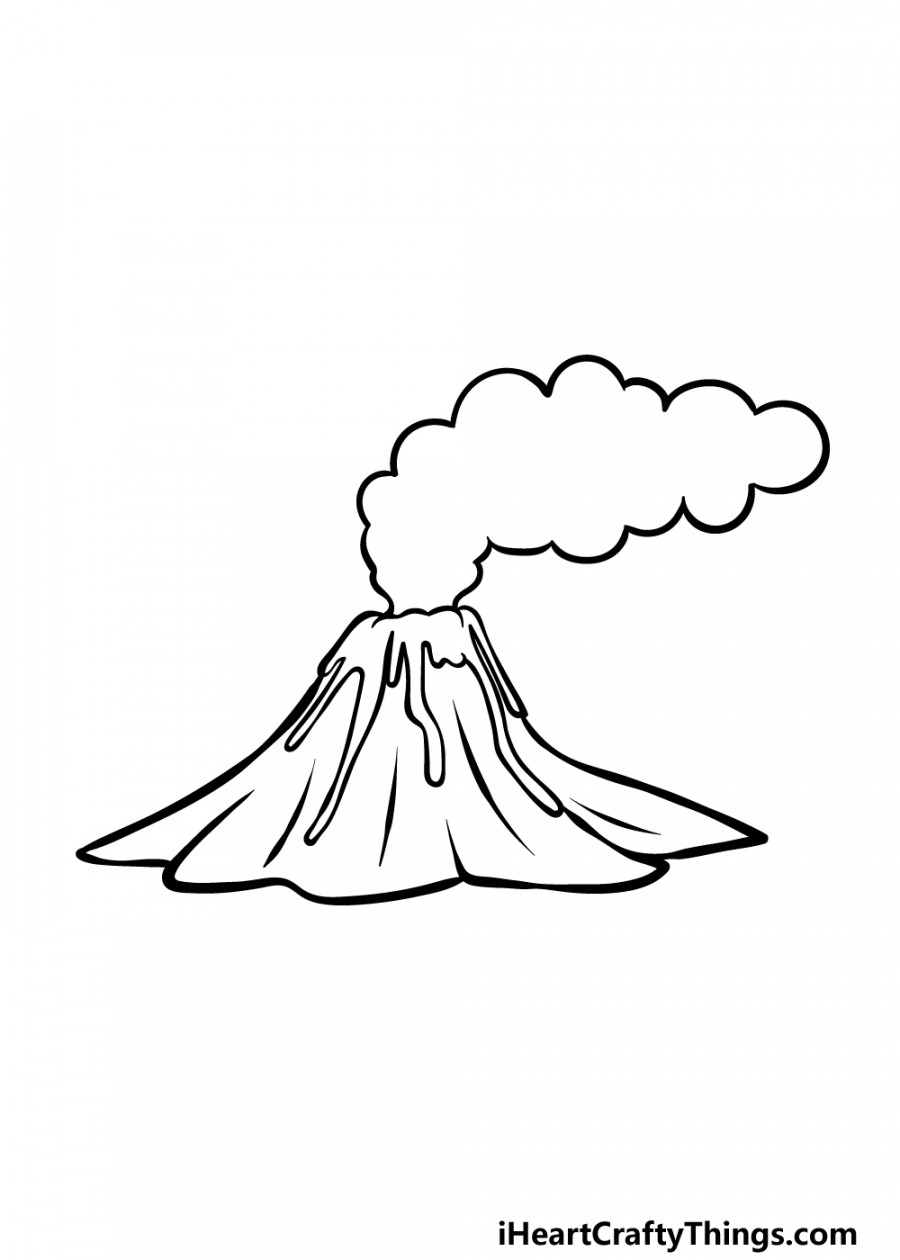 Cartoon Volcano Drawing - How To Draw A Cartoon Volcano Step By Step