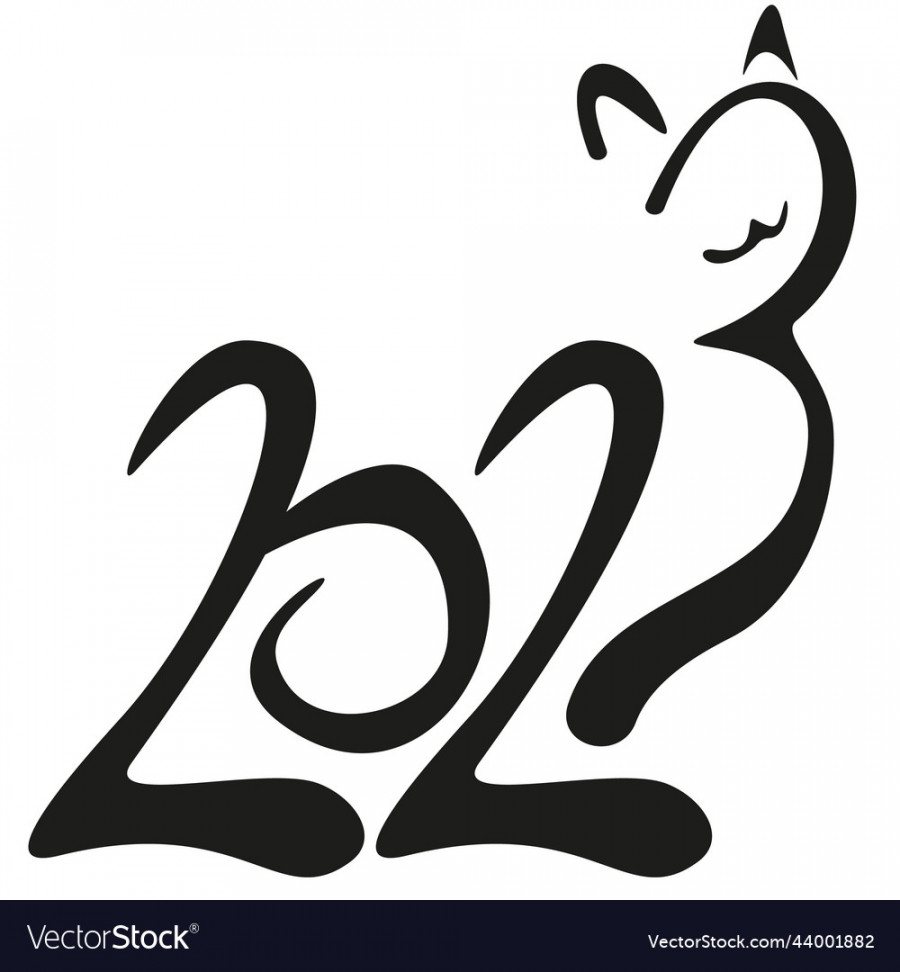Cat of numbers  in hand draw style lunar Vector Image