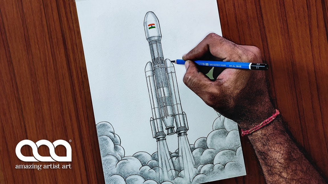 Chandrayaan  Rocket Drawing 🚀🌑  ISRO LVM- Rocket Drawing  How To Draw  Chandrayaan  Rocket 🔥🔥🔥