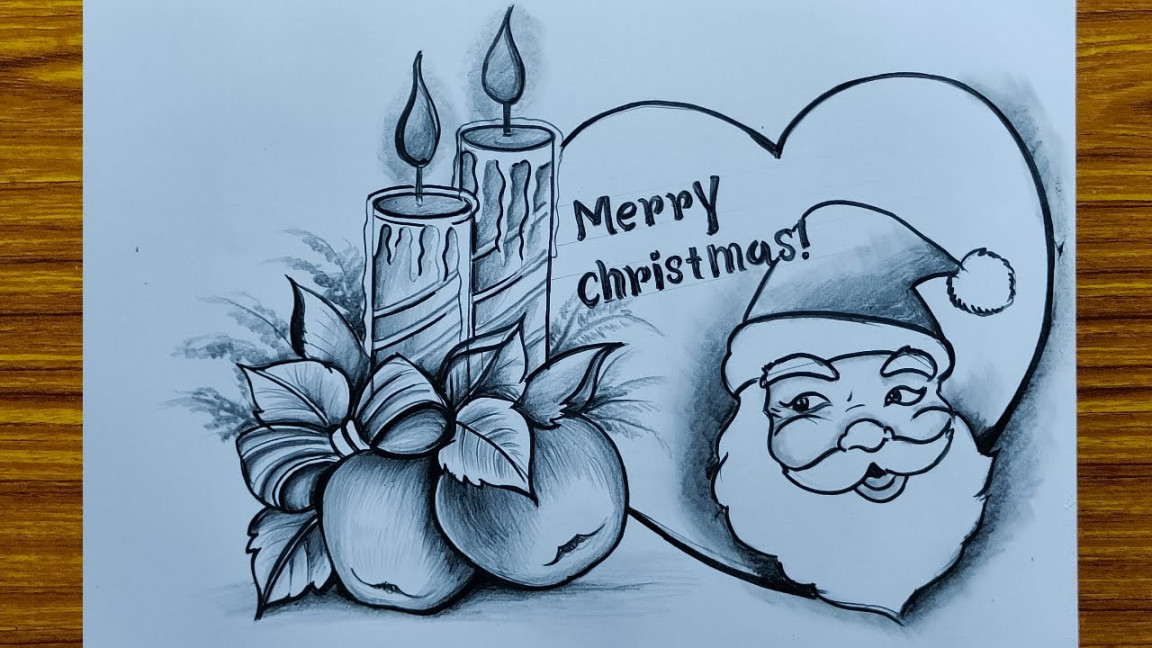 christmas day drawing for beginners with pencil sketch,how to draw santa  claus for merry christmas,