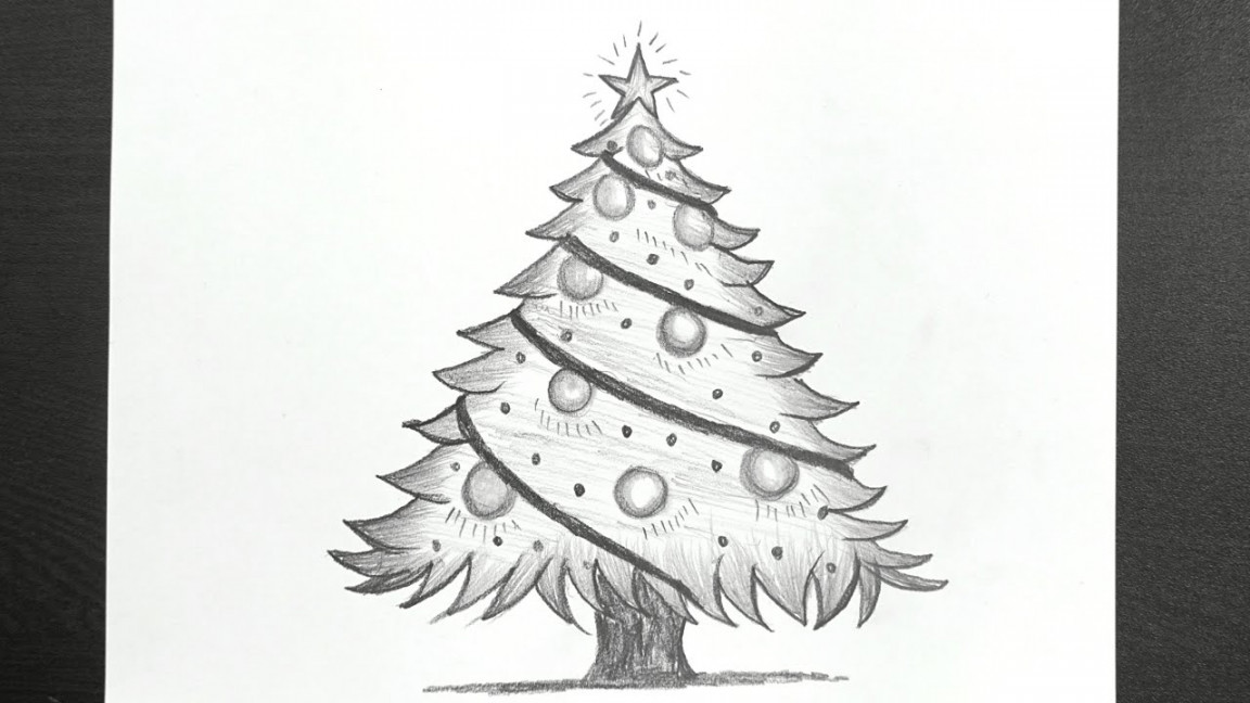 Christmas Tree Drawing  How To Draw Christmas Tree  Pencil Drawing   Pencil Sketching