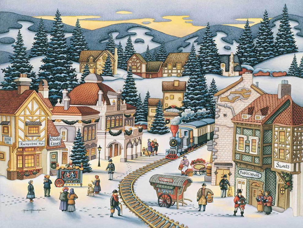 Christmas Village - Fine Art  Dowdle Folk Art