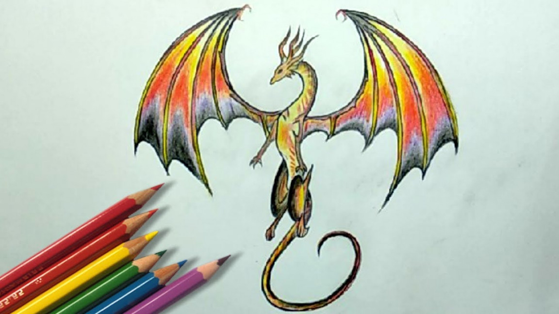 Color Pencil Drawing - How To Draw A Dragon Step By Step