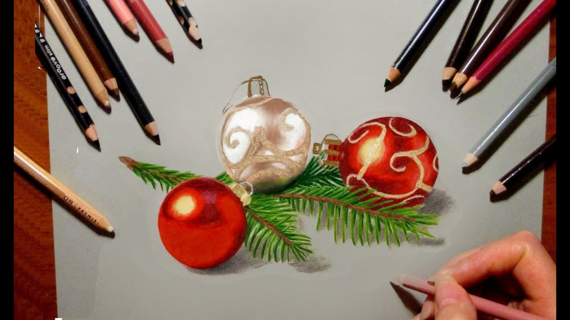 Colored Pencil Drawing ★ Christmas Tree Decorations