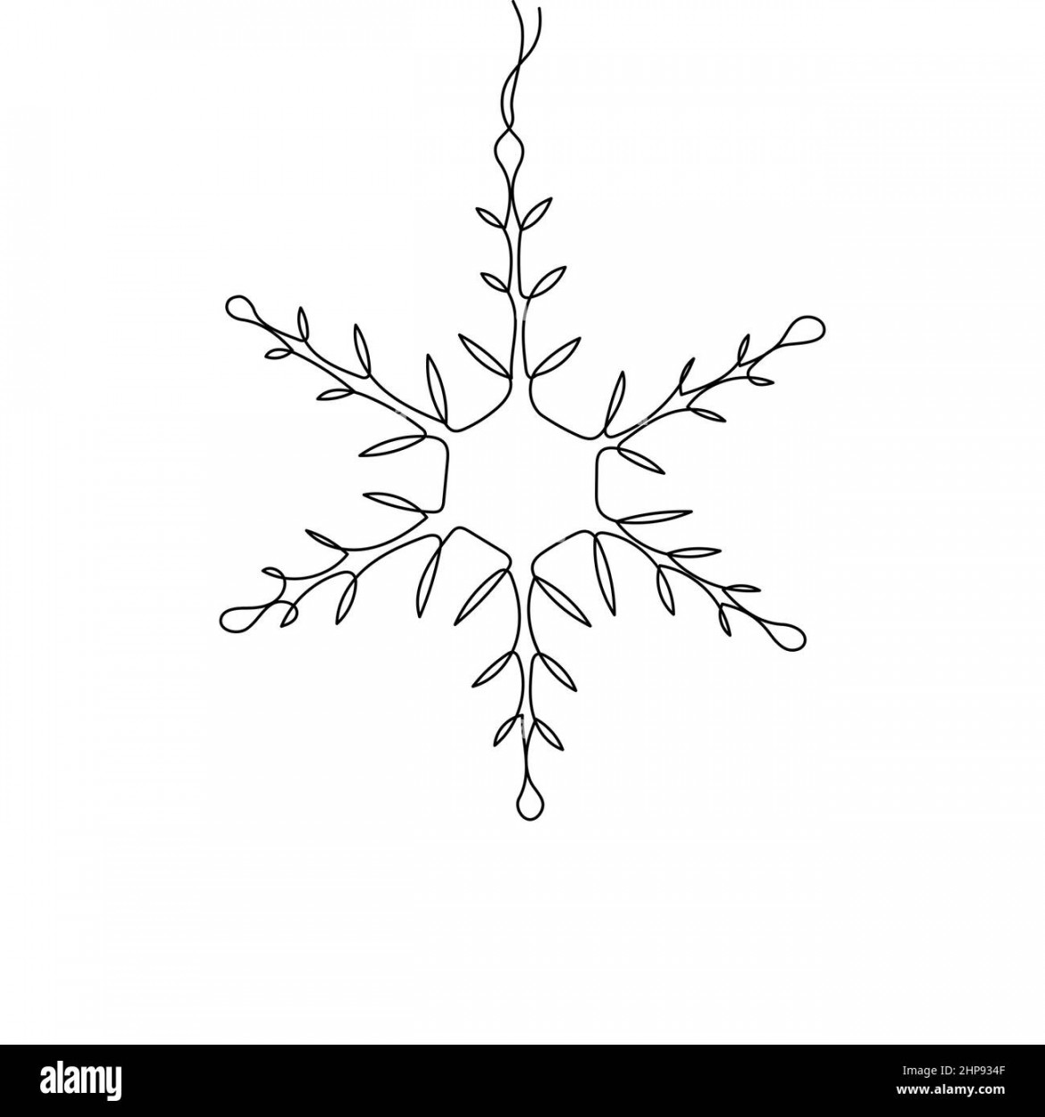 Continuous one-line drawing of a snowflake