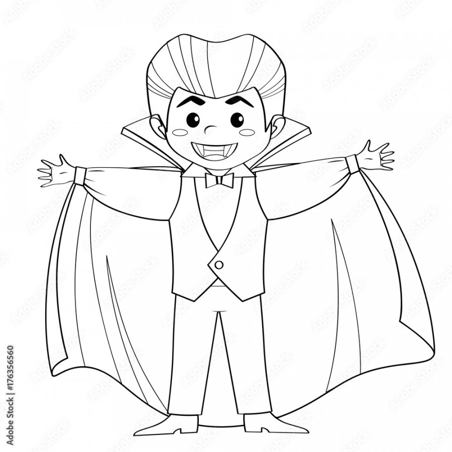 Count Dracula. Vampire. Boy in halloween costume