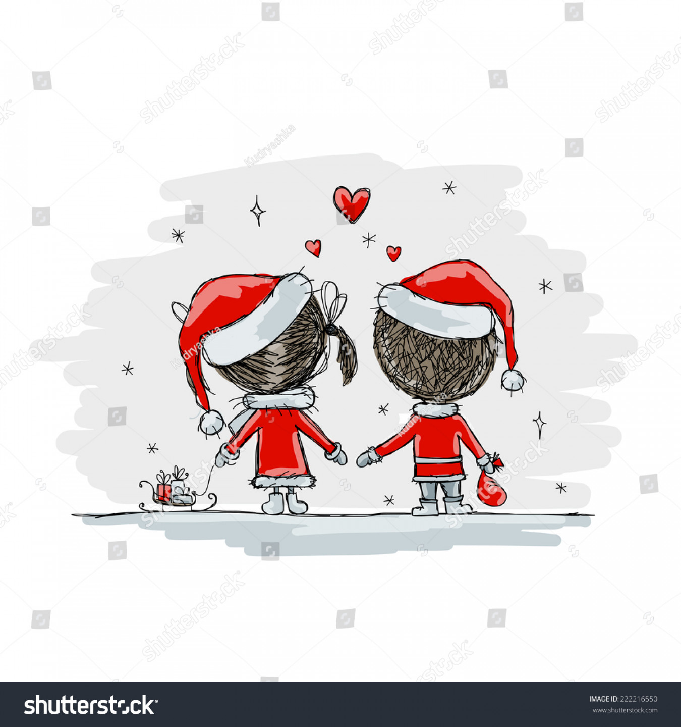 Couple Love Together Christmas Illustration Your Stock Vector