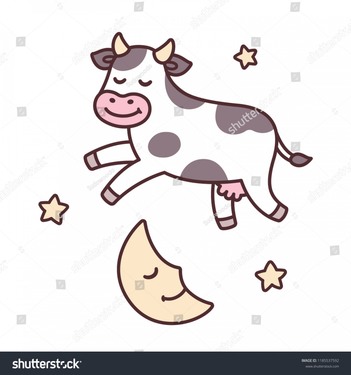 Cow Jumped Over Moon Traditional Nursery: Stockillustration