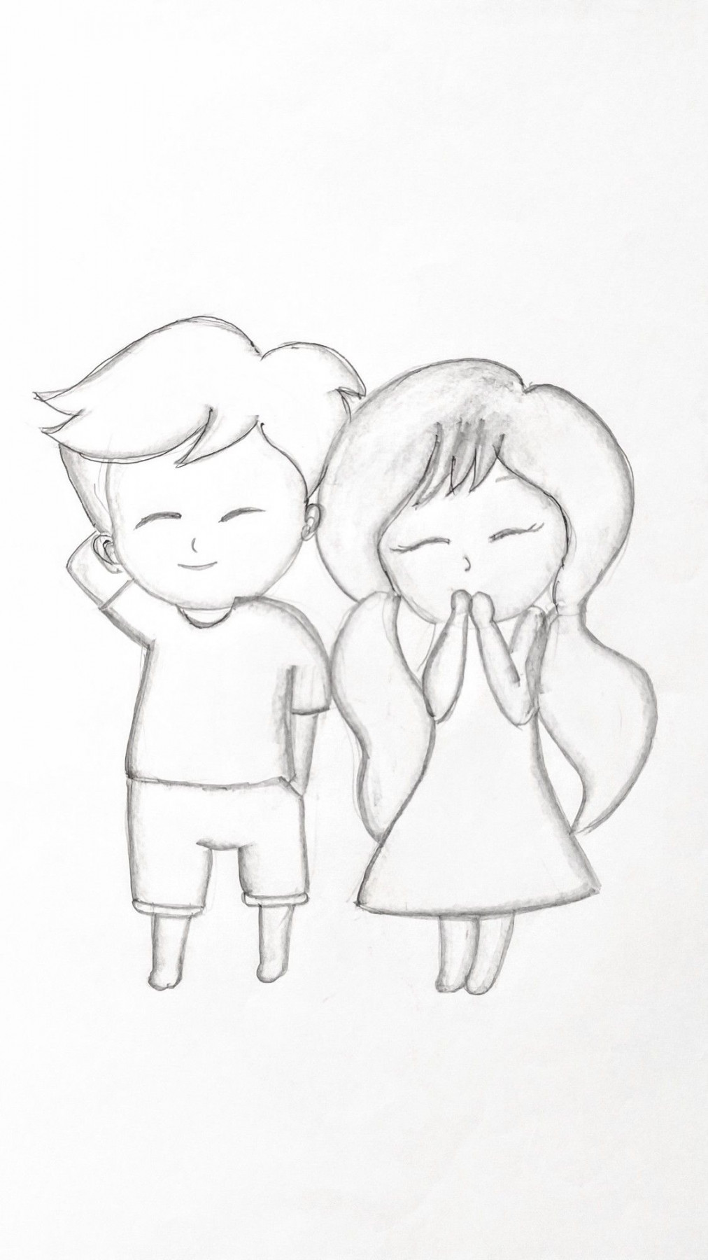 Cute boy and a Cute girl Pencil Sketch  Girl drawing sketches