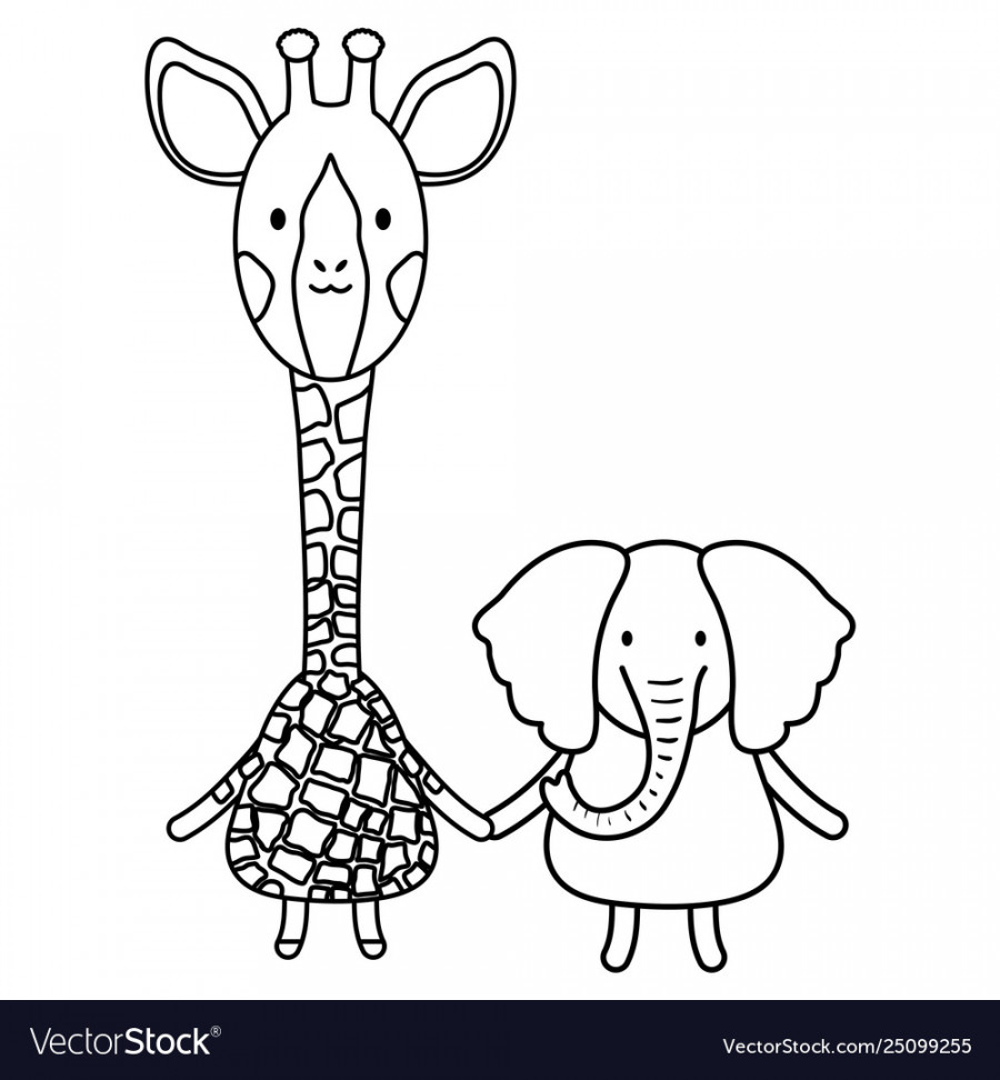 Cute giraffe with elephant characters Royalty Free Vector