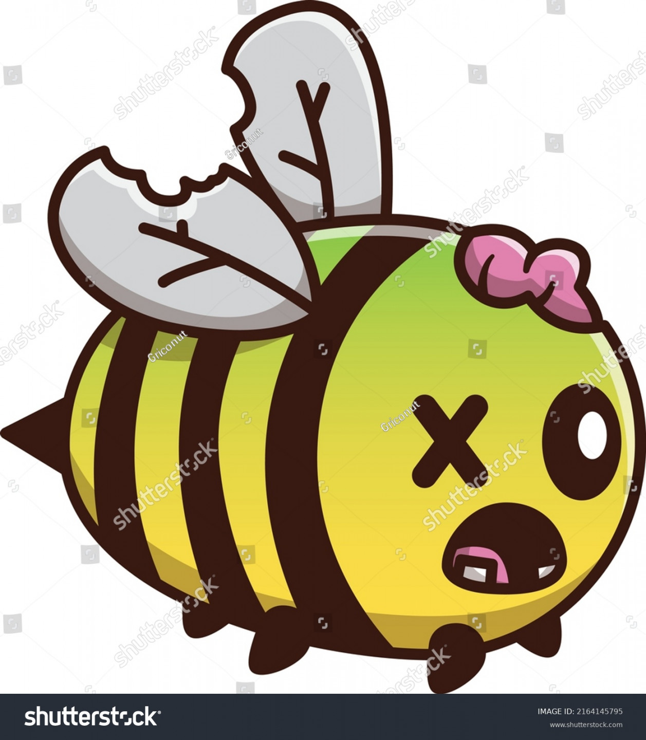 Cute Little Zombie Bee Illustration Vector: стоковая векторная