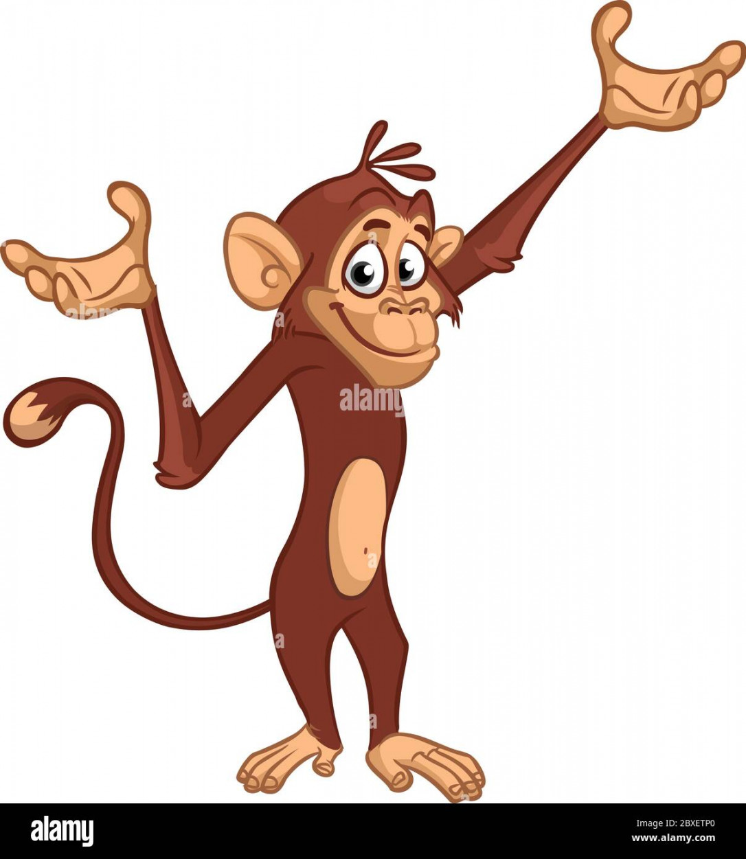 Cute Monkey Chimpanzee Flat Bright Color Simplified Vector