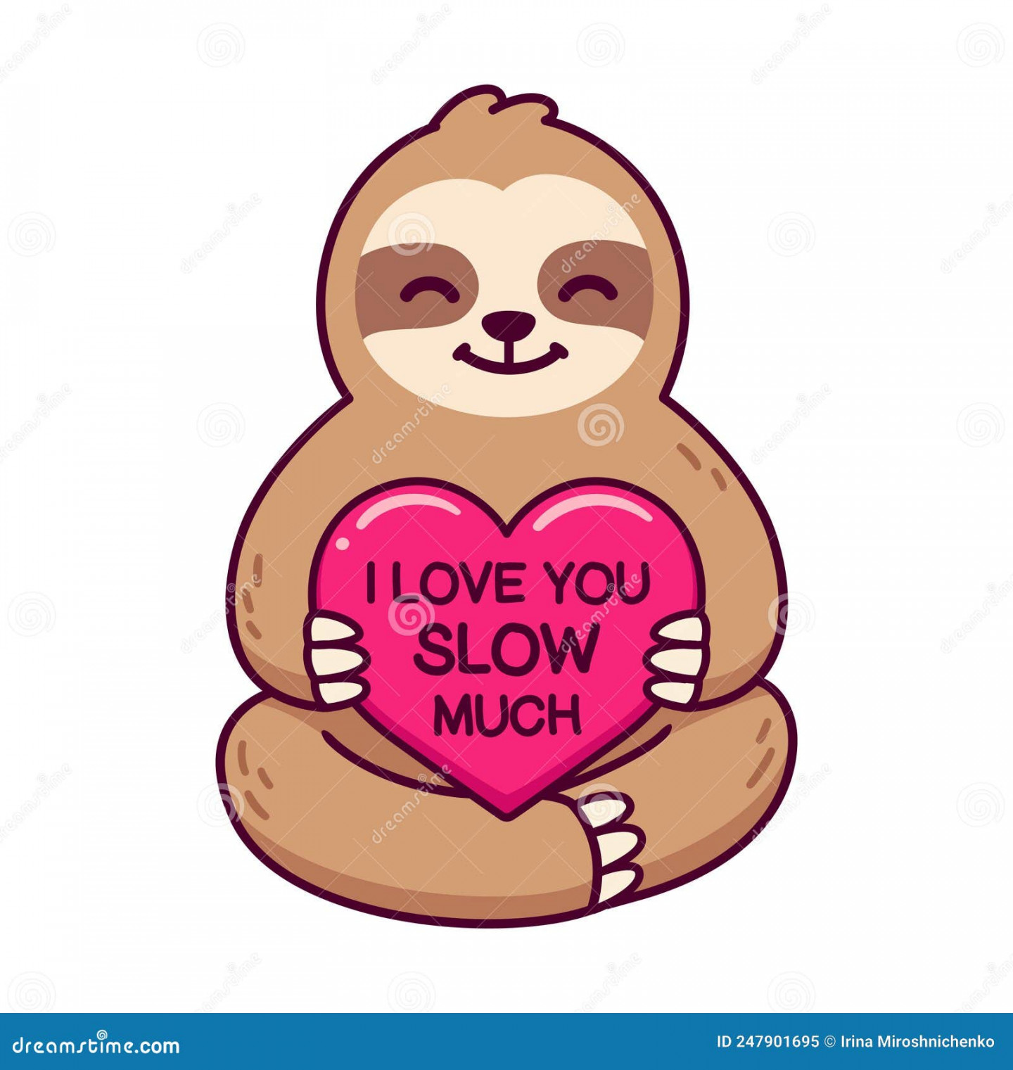 Cute Sloth Love You Slow Much Stock Vector - Illustration of