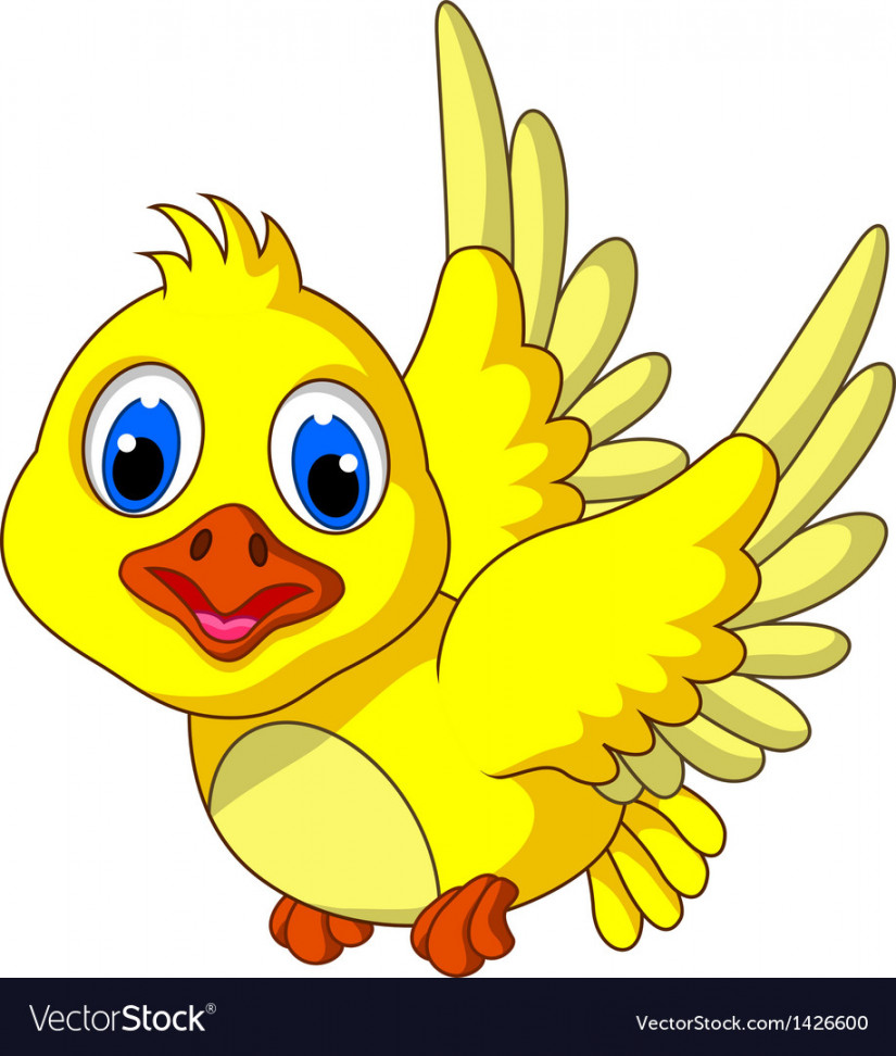 Cute yellow bird cartoon posing Royalty Free Vector Image