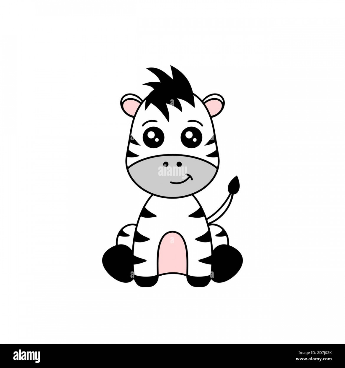 Cute zebra sitting. Cartoon baby zebra character