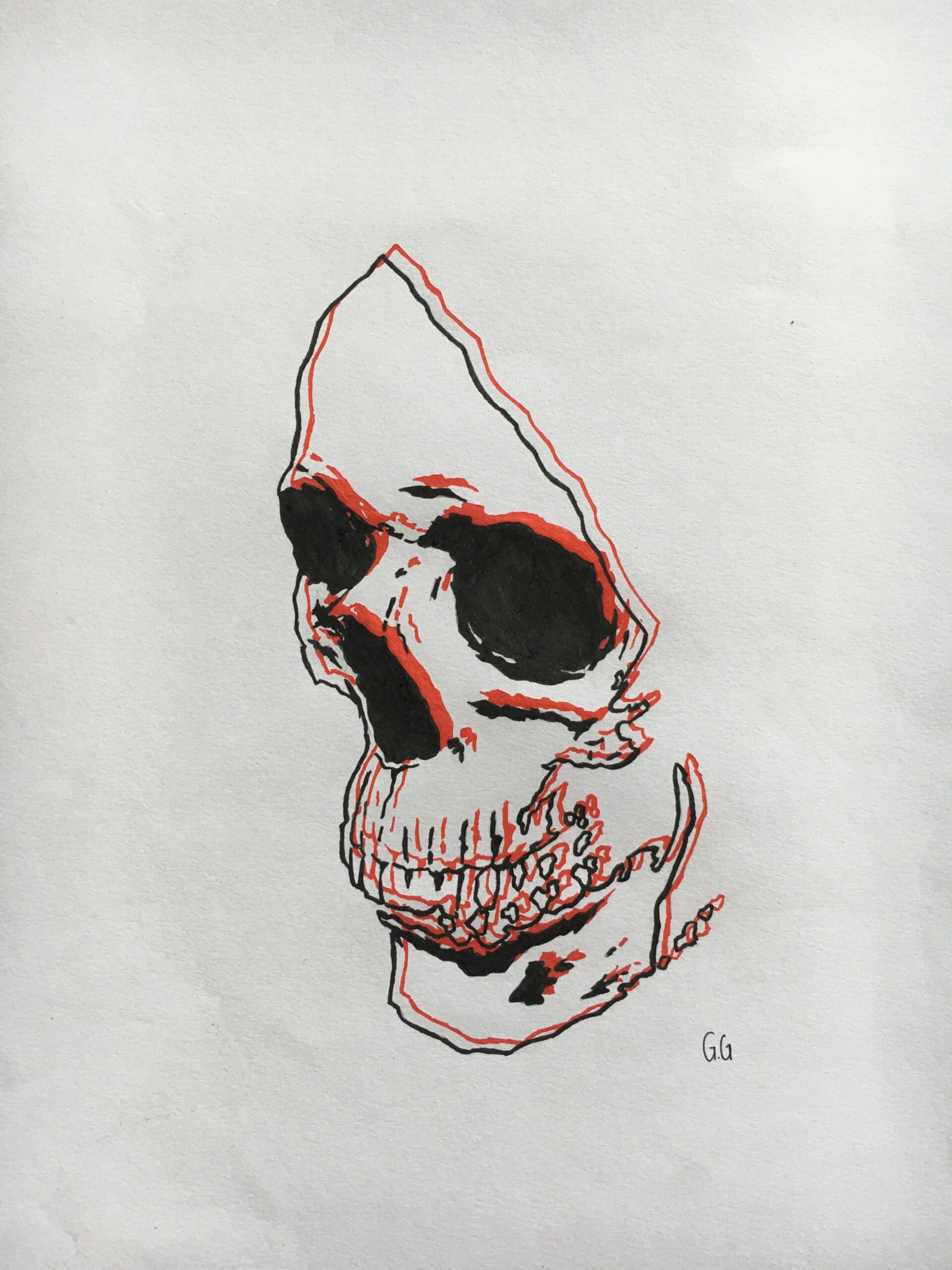 D Skull illustration created using fine liners  Skull