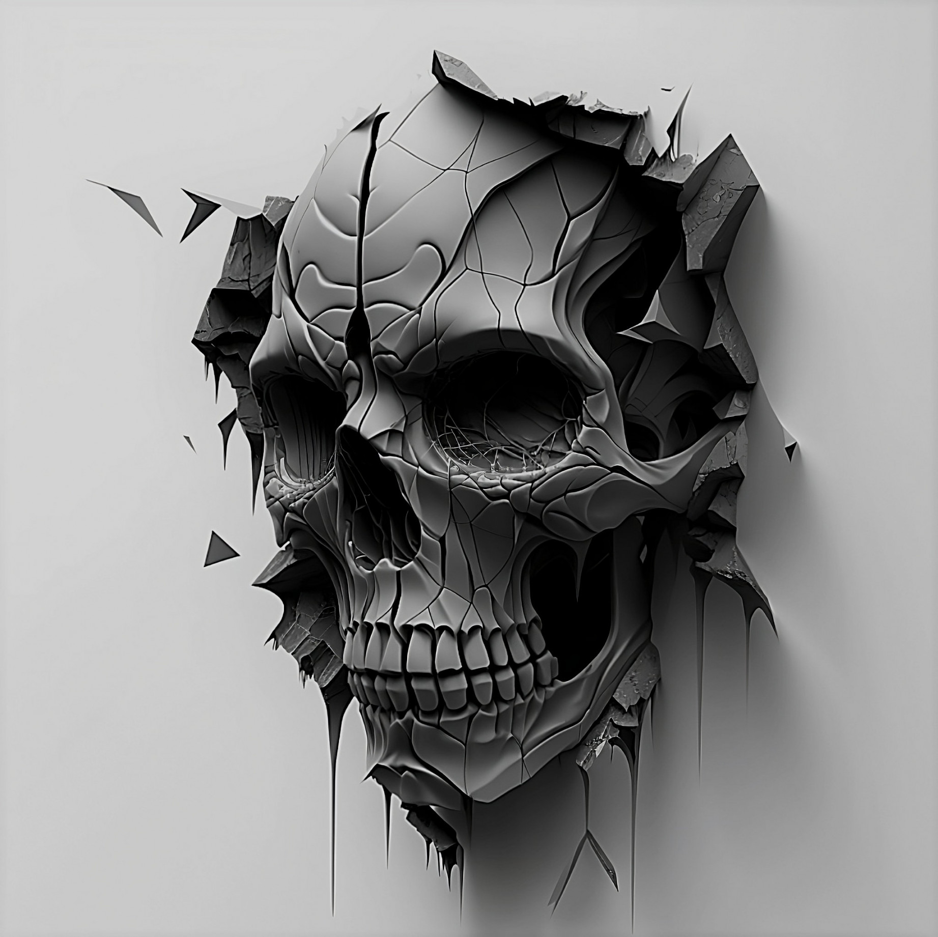 D Skull Tattoo Design - White background - PNG File Download High  Resolution
