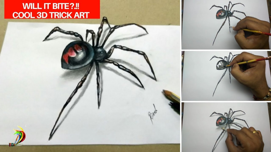 d spider drawing  D Drawing For Kids Step By Step  How to draw d spider