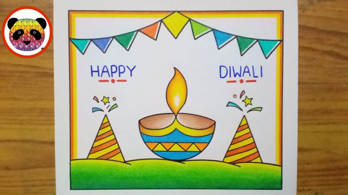 Diwali Drawing Easy / Diwali Diya Drawing / Diwali Card Drawing / Diwali  Drawing