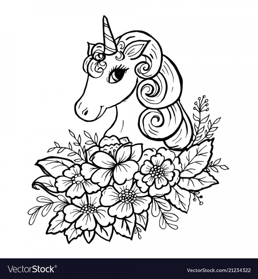 Doodle cute unicorn head Royalty Free Vector Image  Unicorn art