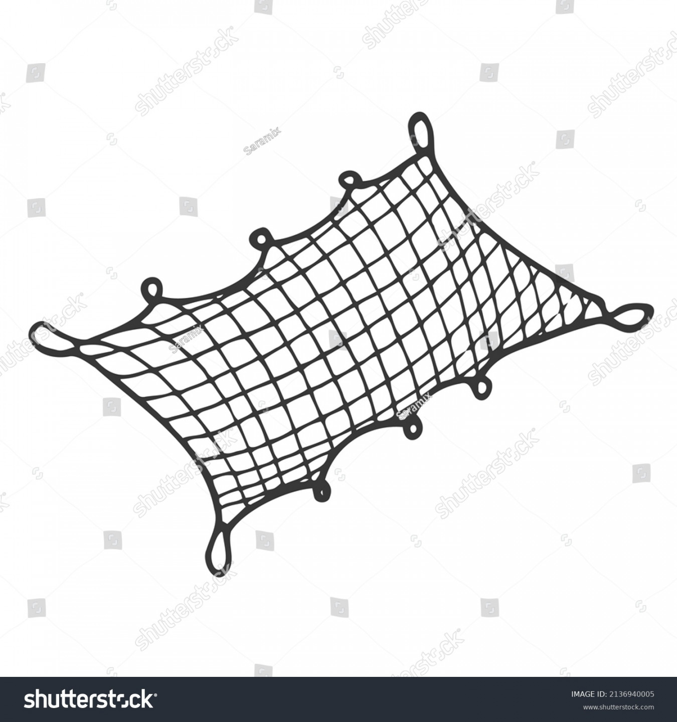 Doodle Fish net Vektor, handgezeichnet Fischerei: Stock