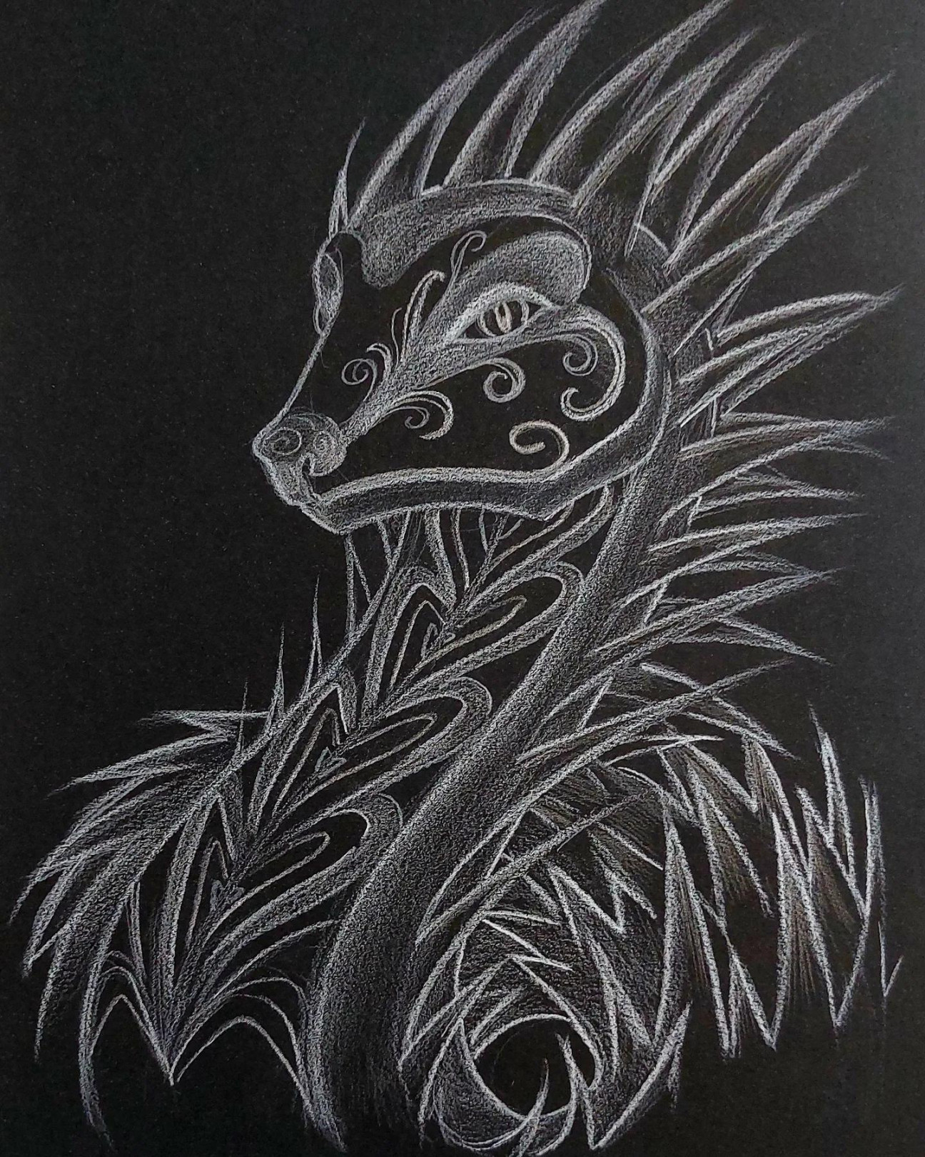 Dragon on black paper : r/drawing
