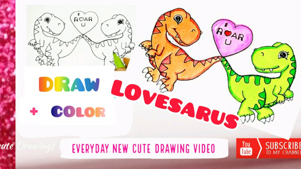 Draw Cute Dinosaur Valentine Easy (Cute Drawings)