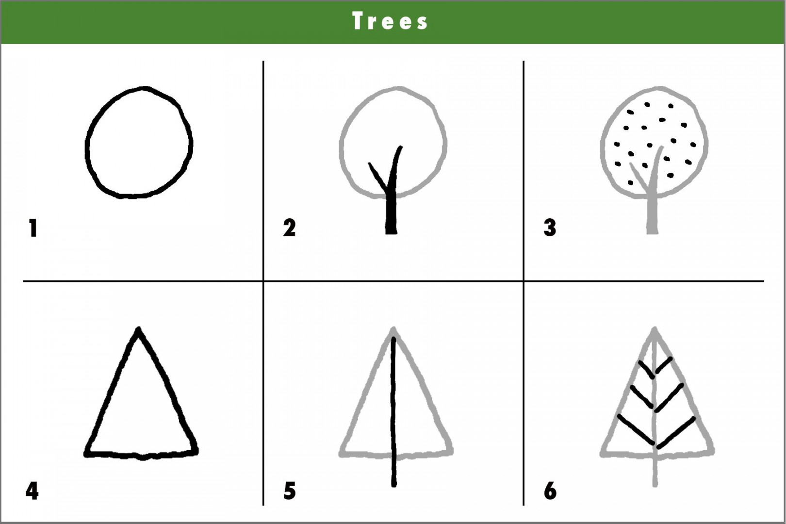 Draw these simple trees  Simple tree, Tree drawing, Easy drawings