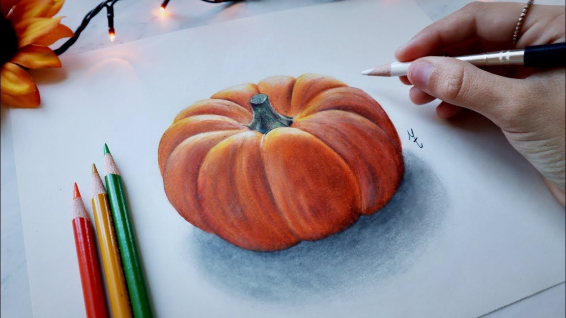 DRAWING A REALISTIC PUMPKIN 🎃