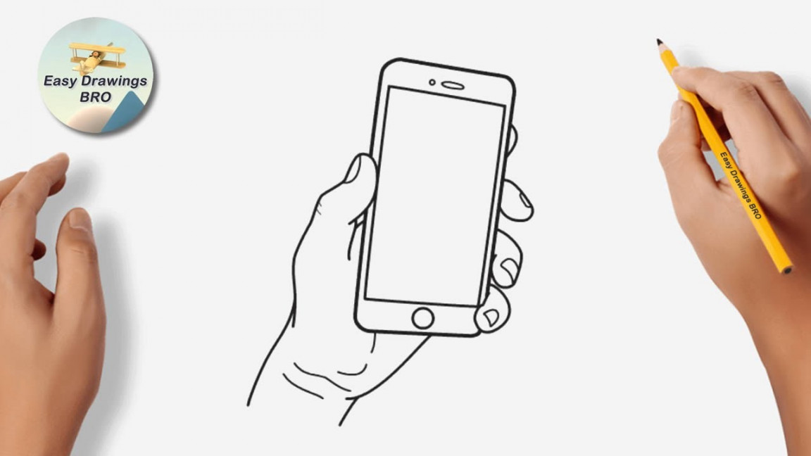 Drawing hand holding a phone tutorial  How to draw a hand with mobile  phone  Easy Drawings BRO