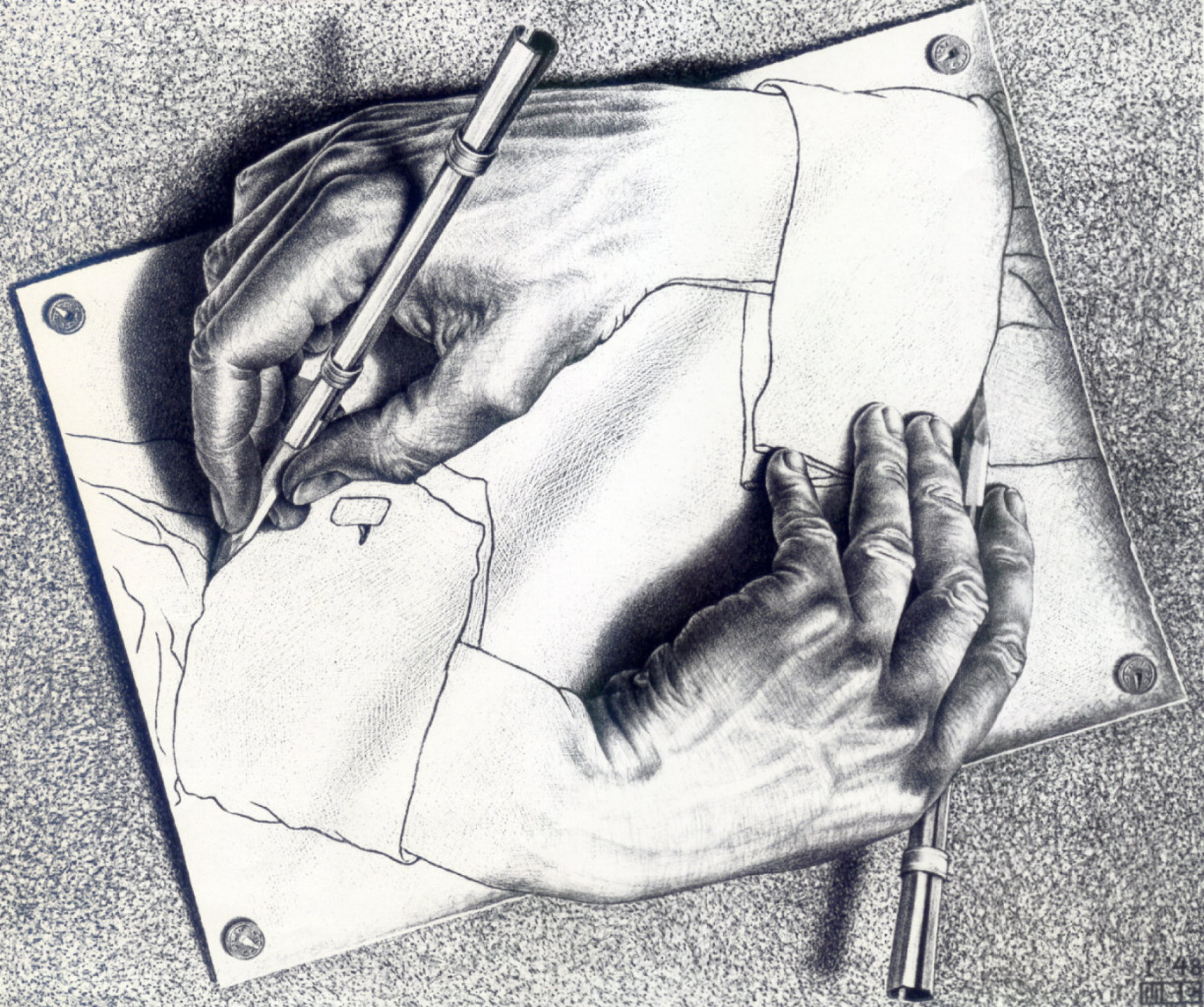 Drawing hands, , × cm by Maurits Cornelis Escher: History