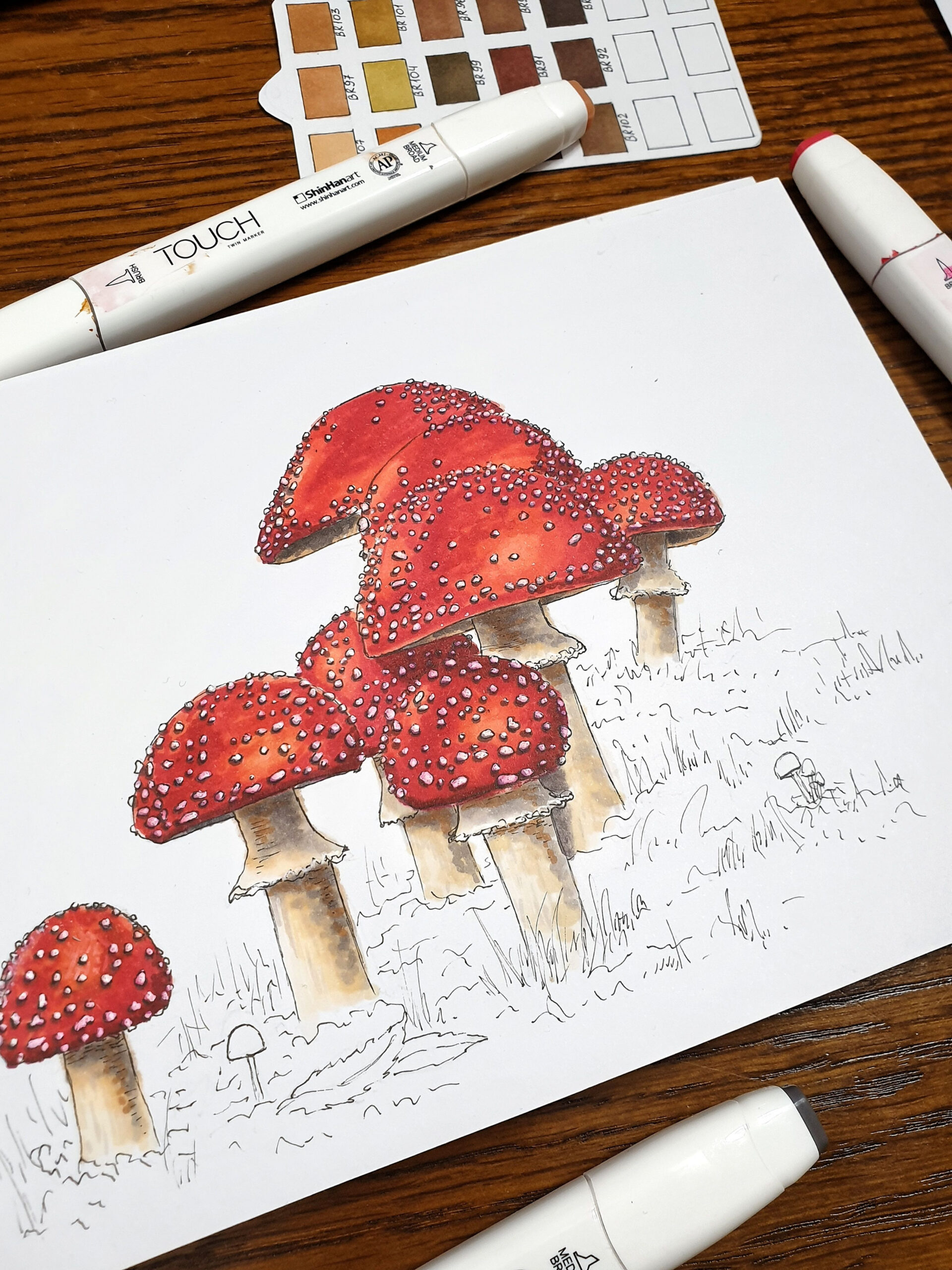 Drawing mushroom with markers  Copic markers tutorial, Marker art