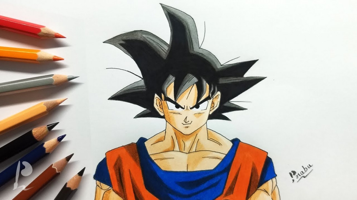 Drawing Son Goku with Colour Pencils  Dragon Ball Z  Budget Art