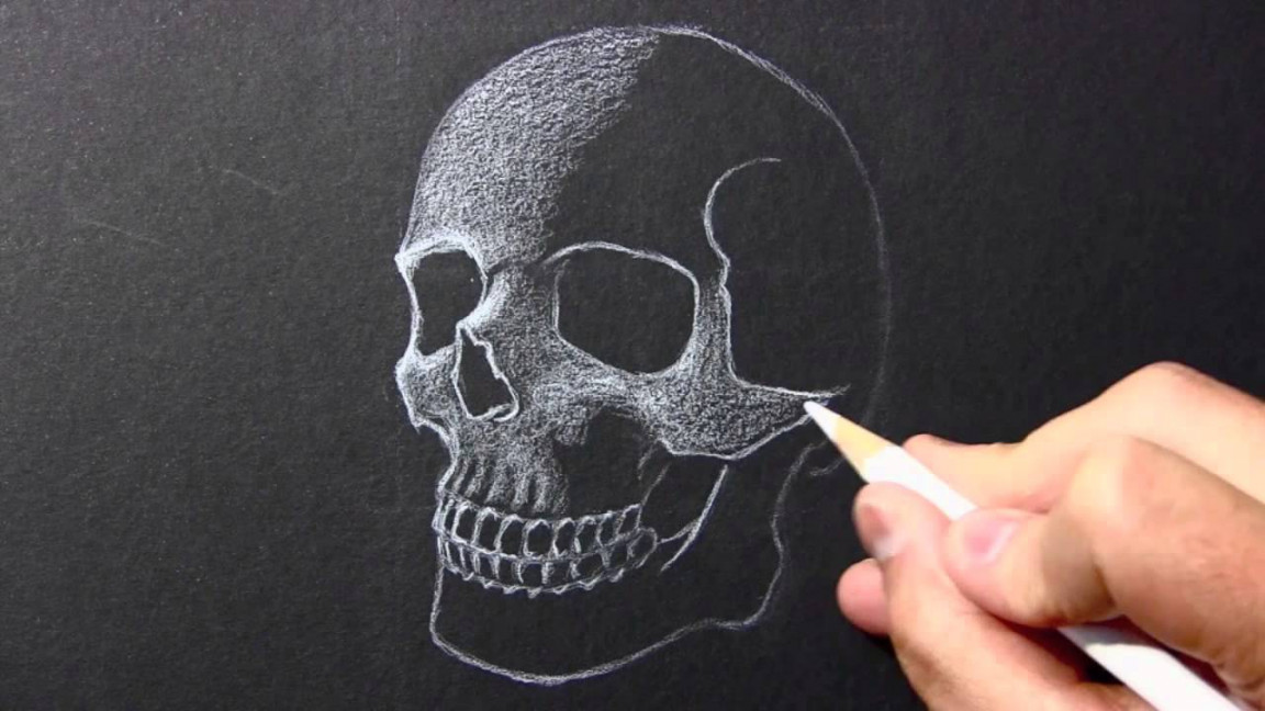 Drawing Time Lapse: Skull [White Pencil/Black Paper]