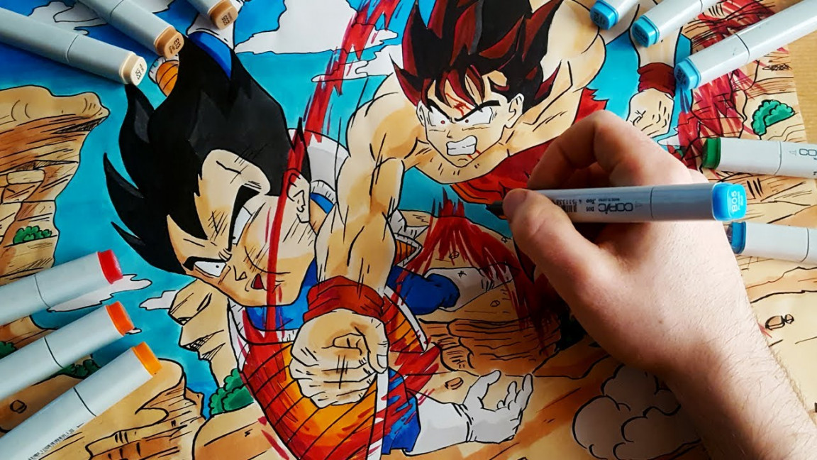 Drawing vegeta vs goku dragon ball Z Kai / lookfishart