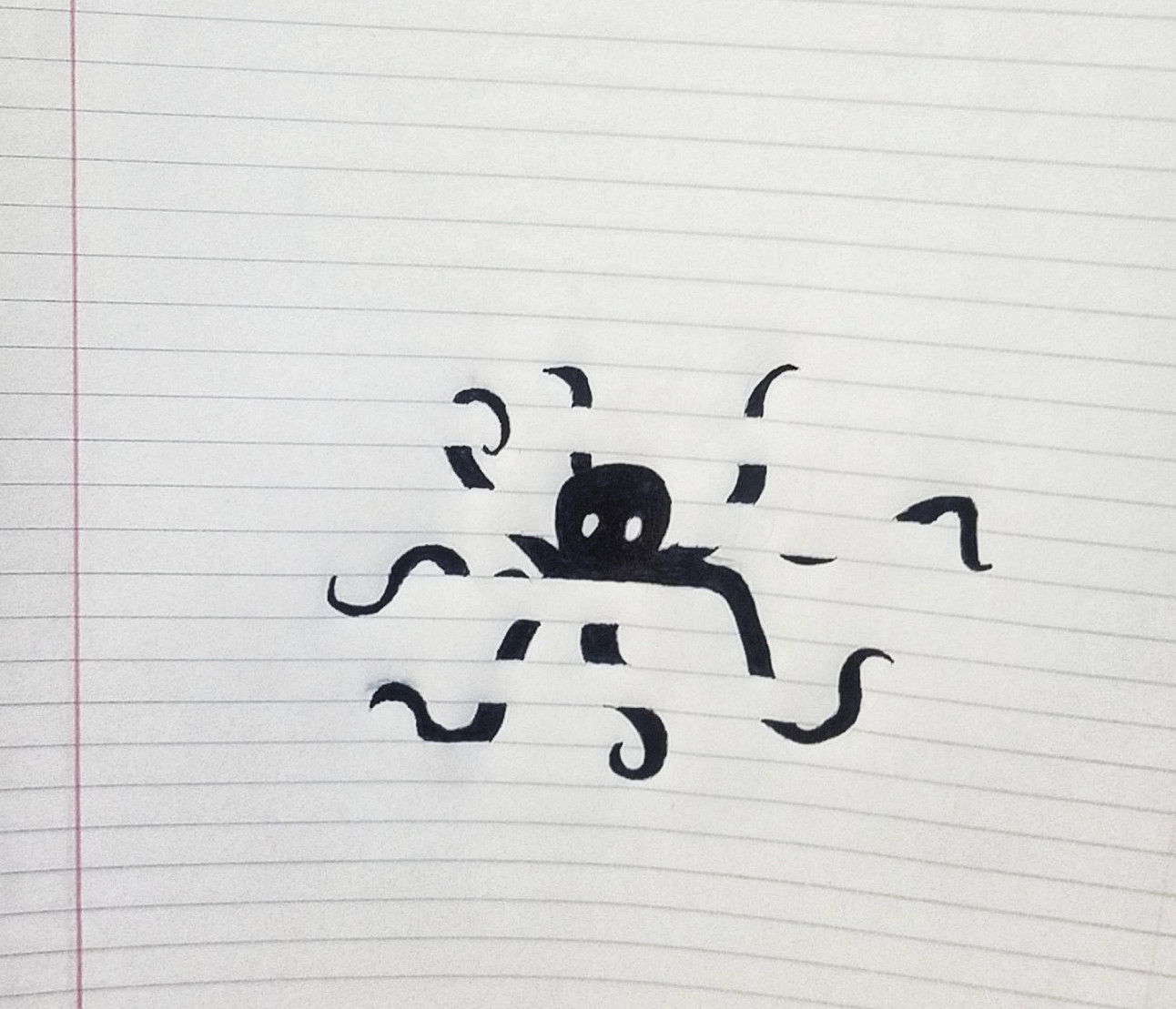 drew an octopus on lined paper : r/mildlyinteresting