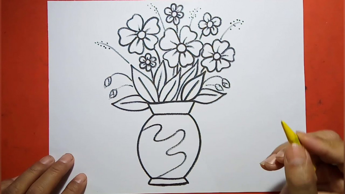 Easy and simple Flower Vase drawing.