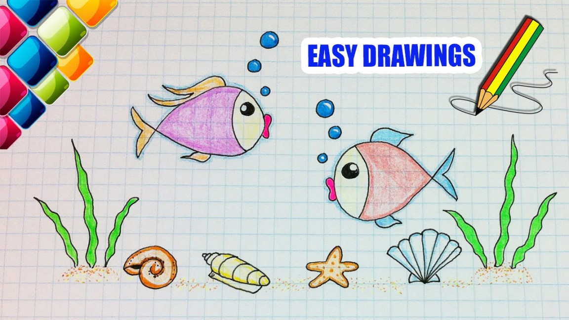 Easy drawings # Drawing fish in the sea / drawing for kids