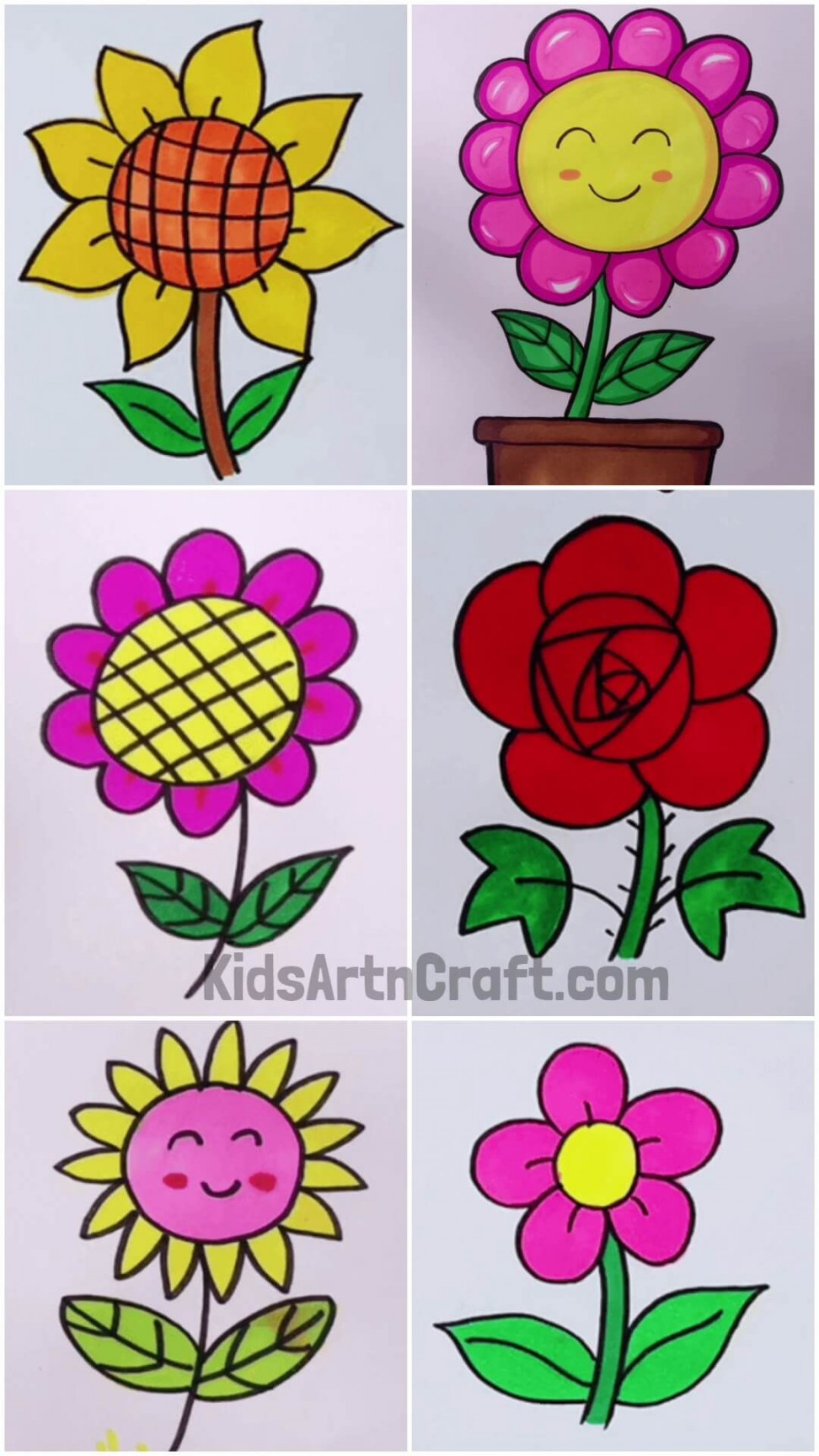 Easy Flower Drawing Ideas For Kids  Flower drawing, Easy flower