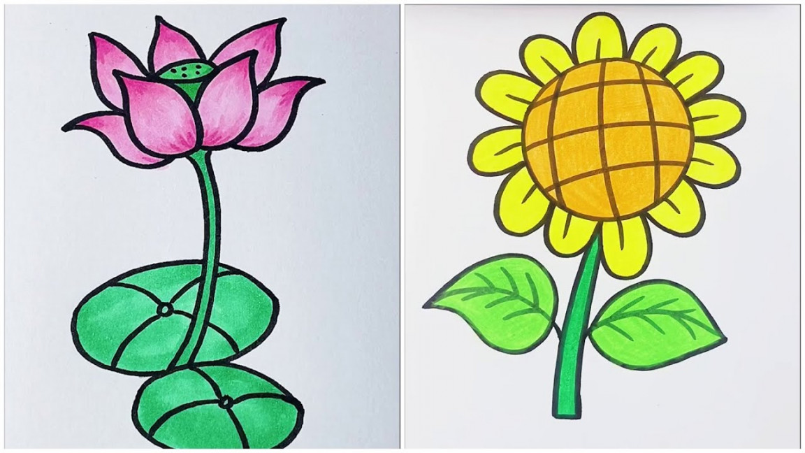 Easy Flower Drawings for Beginners  Ideas For Kids - Step by Step