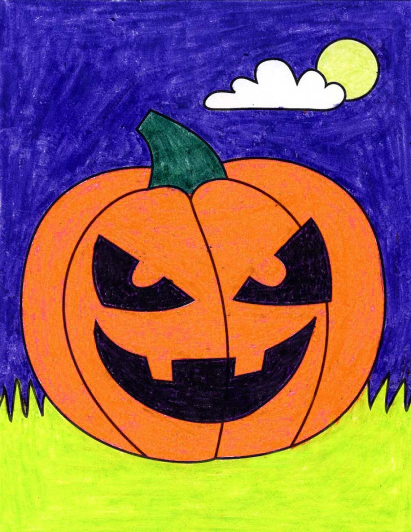 Easy How to Draw a Jack-o-Lantern Jack-o-Lantern Coloring Page