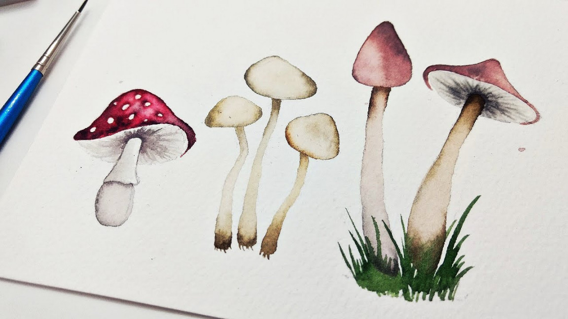 EASY mushroom painting tutorial » How to paint watercolor mushrooms for  beginners REAL TIME tutorial