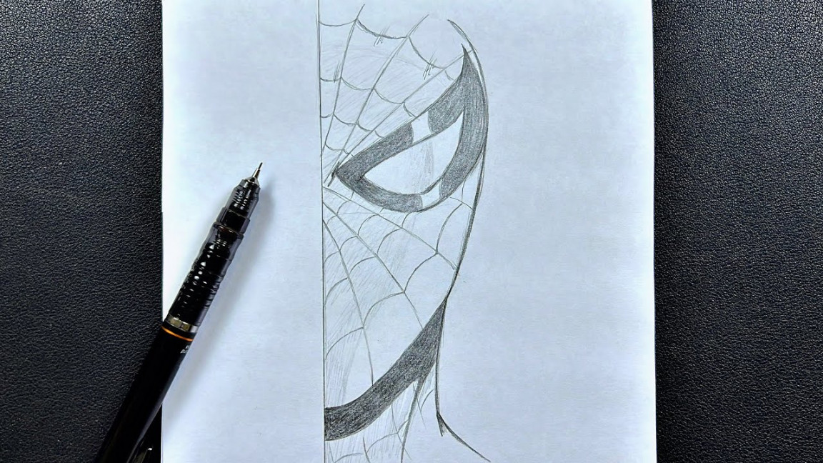 Easy sketch  how to draw spider man no way home half face easy step-by-step