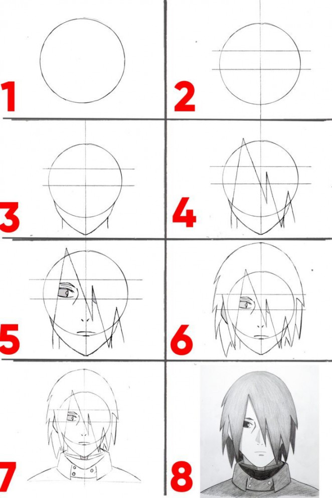 Easy Step to Draw Sasuke Uchiha For Beginners  Naruto drawings