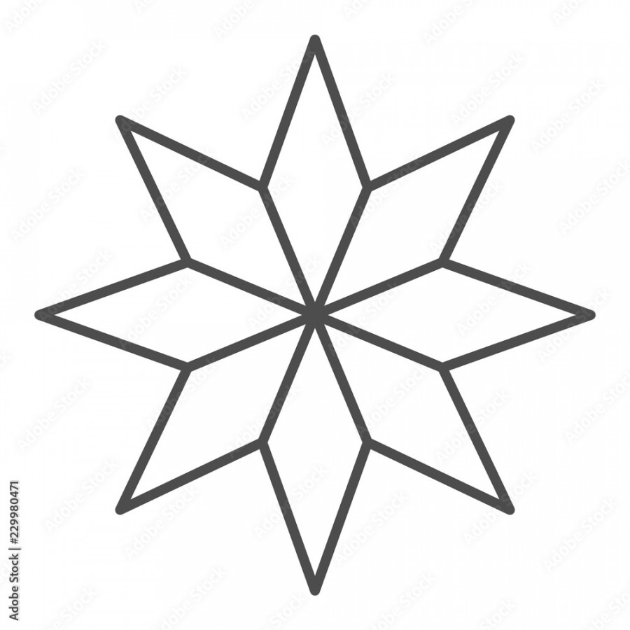 Eight-pointed star thin line icon