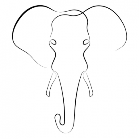 Elephant - One Line Drawing - One Line Art - Rare One Line