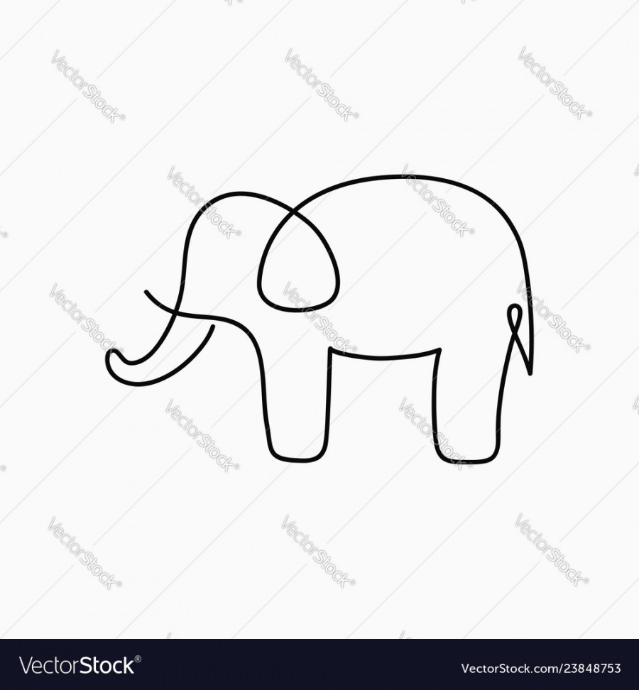 Elephant one line drawing Royalty Free Vector Image