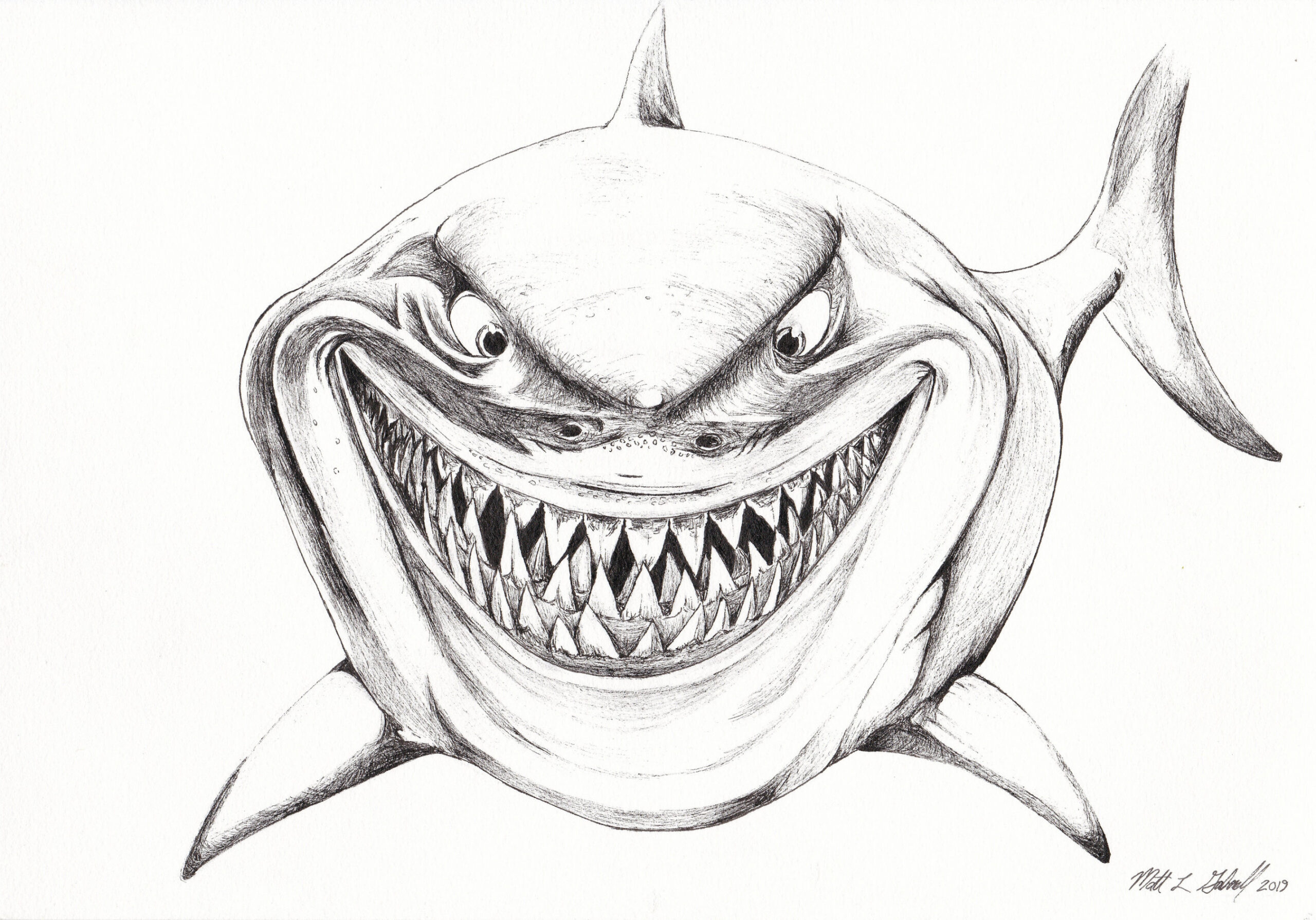 Finding Nemo Bruce the Shark Art Original - Etsy