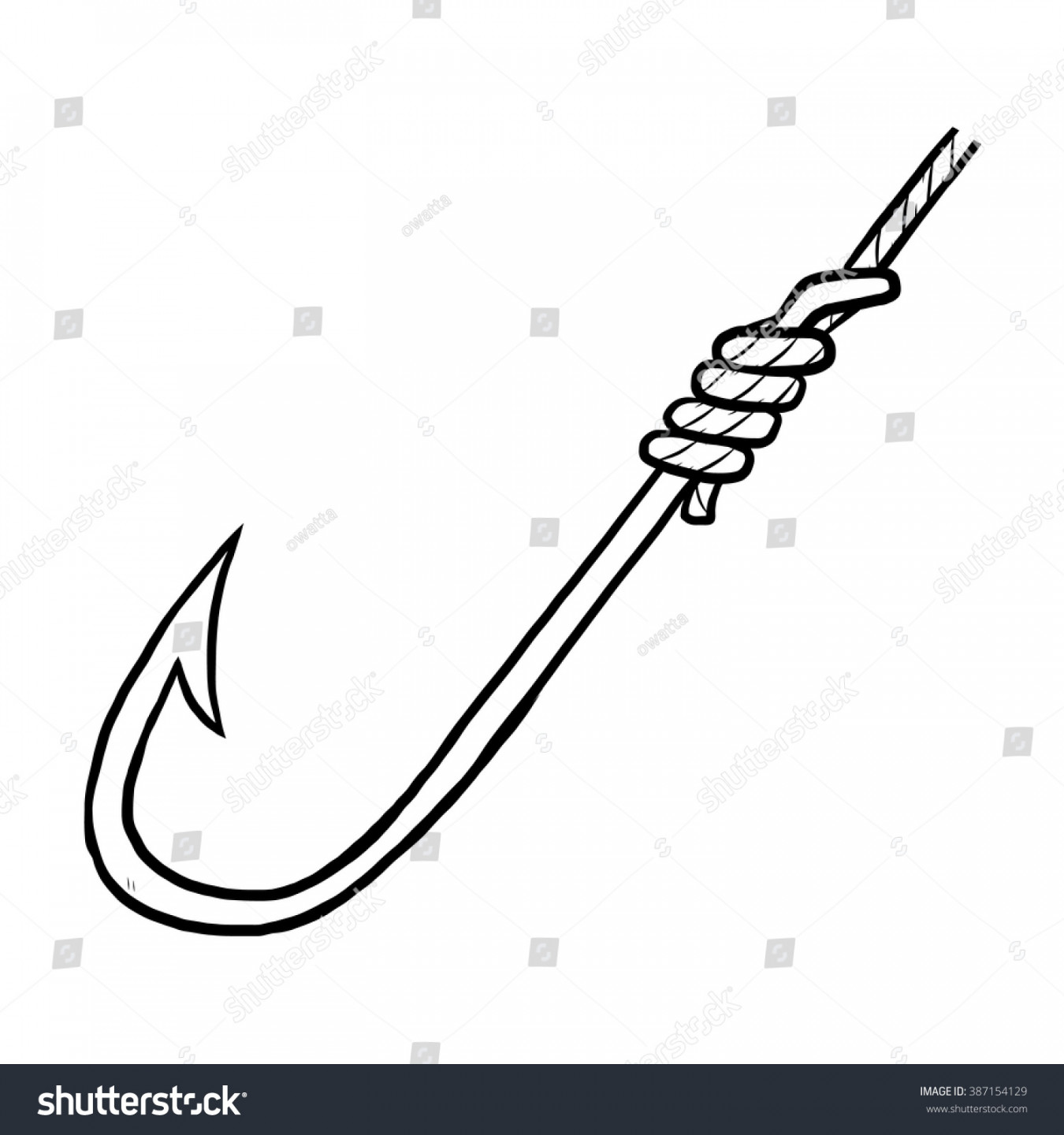 Fish Hook Cartoon Vector Illustration Black: Stock-Vektorgrafik