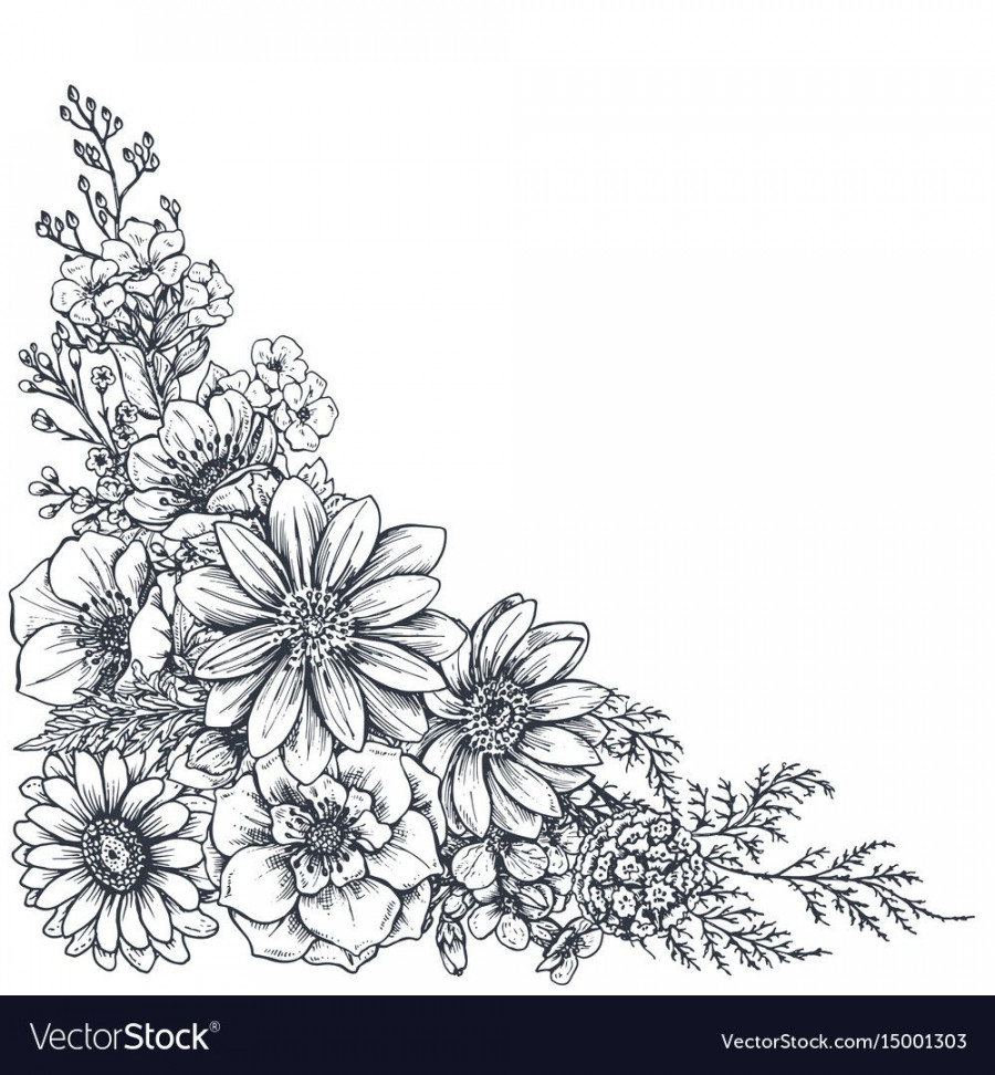 Floral backgrounds with hand drawn flowers and plants